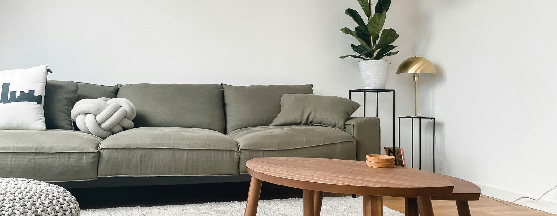 a living room with a couch and a coffee table